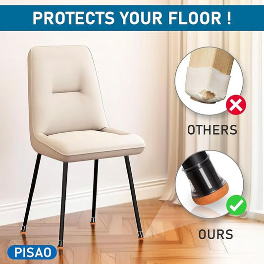 24 Pcs Chair Leg Floor Protectors, Silicone Chair Leg Protectors Caps Covers for Hardwood Floors, Furniture Pads Sliders with Wrapped Felt Bottom Extra Small (Fit:0.5"-0.75")