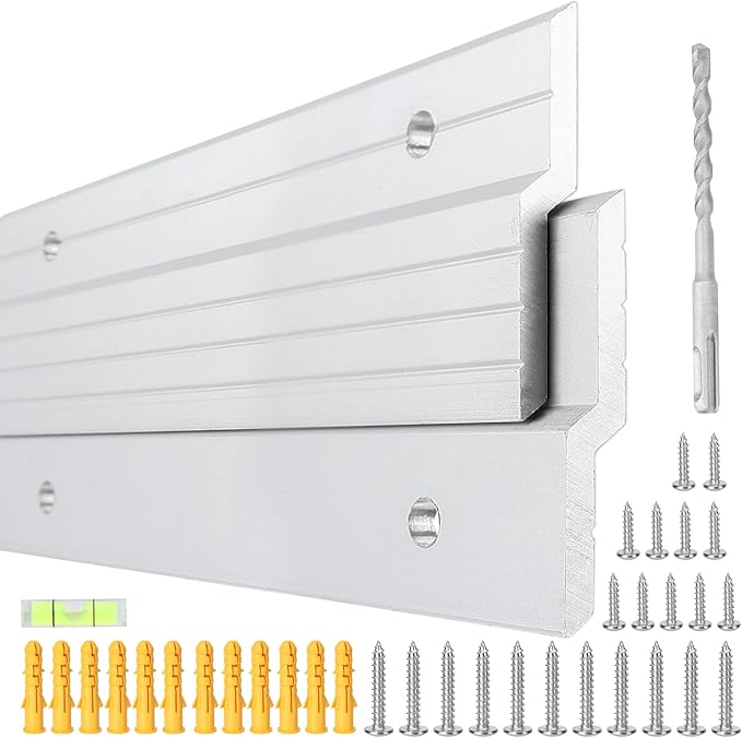 French Cleat Hanger 30 inch, 2 Pairs Aluminum Alloy Z Clips Heavy Duty Mirror Mounting Hardware 200 lbs Load Interlocking Z Brackets Hangers Picture Hanging Kit for Hanging Mirror, Cabinet, Frame