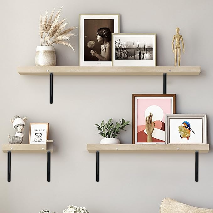 24 Pack L20 x H 12" Black Heavy Duty Shelf Brackets with Screws Metal Shelf Brackets Shelf Support Angle Brackets for Shelves L Brackets Heavy Duty Floating Shelf