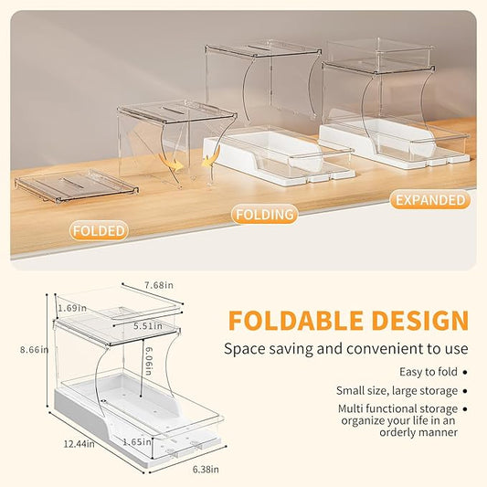 Pull Out 2 Tier Organizer for Kitchen Bathroom and Cabinet Storage Rotating Pantry Rack Under Sink Organizer Clear and Durable Design 1 Pack