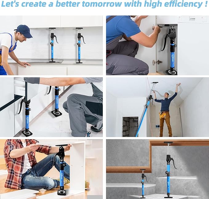 Cabinet Jacks for Installing Cabinets, Heavy Duty Third Hand Support Pole,Drywall Jack,Premium Dust Barrier Pole,Telescopic Adjustable Support Pole For Celling Extend from 49.2 to 114.2 inches 4PC