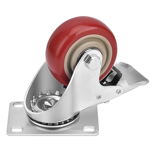 3 Inch Industrial Heavy Duty Swivel Caster Wheels with Brake,Set of 4 Safety Locking Casters,Load 1600lbs,Premium Polyurethane Wheels for Table,Trailer,Saw Table,Stage Toolbox,Bed,Corn Board