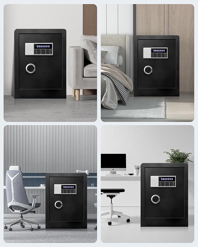 6.0 Cu Ft Large Fireproof Waterproof Safe Box for Office Document-HIDDEN LOCK BOX, Heavy Duty Steel Home Safety Box with Light, Dual Key System, Two Removable Shelf, Personal Combination Safe for Cash