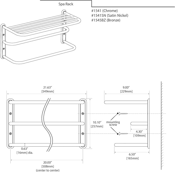 Gatco 1541 Double Towel Rack with Chrome Finish