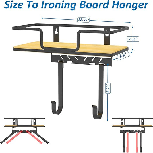 efluky Ironing Board Hanger Wall Mount, Ironing Board Holder Organizer for T-Leg & Y-Leg Ironing Boards, Space Saving Laundry Storage Rack, White