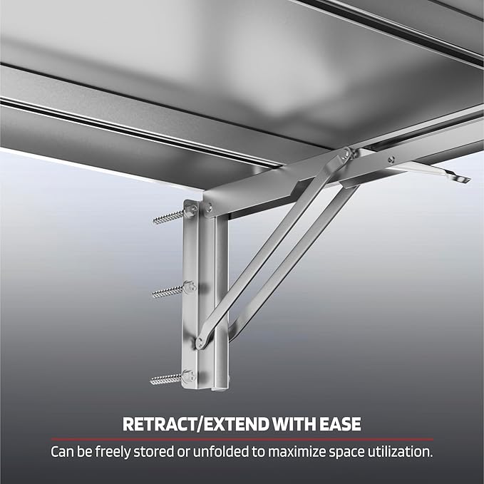 1.2x3FT Adjustable Garage Shelf Wall Mounted Fold Down Shelf Metal Heavy Duty Sliver 2Pack