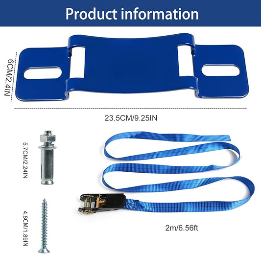 2PCS Propane Tank Bracket Cylinder Wall Mounted Brackets, with 6.6ft Ratchet Straps, Steel Gas Cylinder Holder, Heavy Duty Nitrogen Tank Holder (Blue)