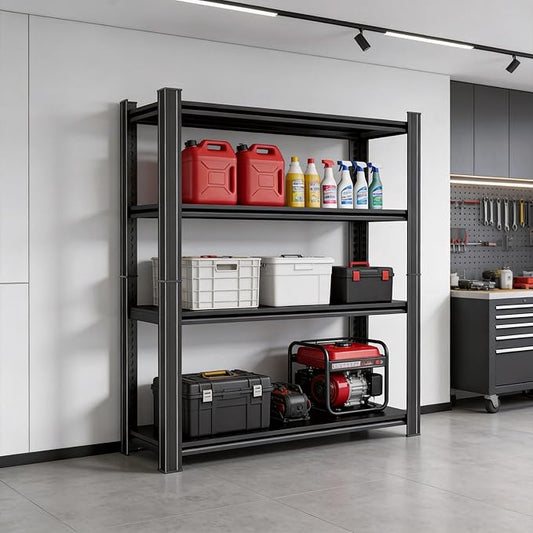 Metal Garage Shelving Unit, Heavy Duty Adjustable Storage Shelves, Steel Shelving, 3000 lbs Capacity Shelves for Heavy Tools and Equipment, 5 Tier, 39.4" Wx 15.7" Dx 77.4" H