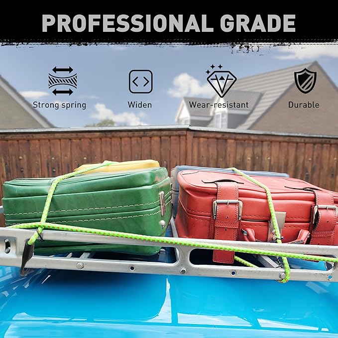 HORUSDY 10-Piece Heavy Duty Bungee Cords with Metal Hooks, 40” Elastic Bungee Straps for Outdoor, Camping, Garage Storage, and Kayaking