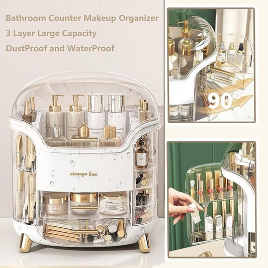 Large Makeup Organizer Countertop Vanity Organizer Cosmetic Organizer Makeup Storage Box Bathroom Counter Organizer Perfume Skincare Organizers Gift Women Girls Clear Design Easy Visibility