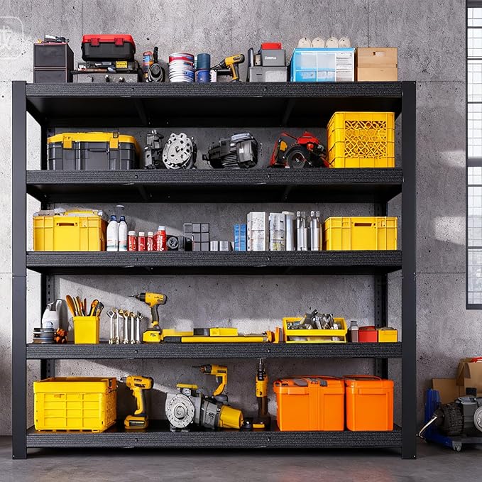 Garage Shelving Unit, Heavy Duty Storage Shelves, 24" D x 55" W x 84" H, Adjustable Metal Rack, Industrial Shelving for Basement, Garage, Basement