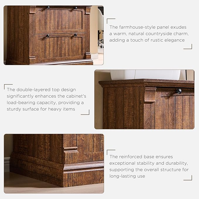 OKD Farmhouse File Cabinet with 2 Drawers, 35.3" Lateral Filing Cabinet with Hanging File Folders, Interlocking Drawers, Wood Rustic Storage Cabinet for Home Office, Living Room, Reclaimed Barnwood