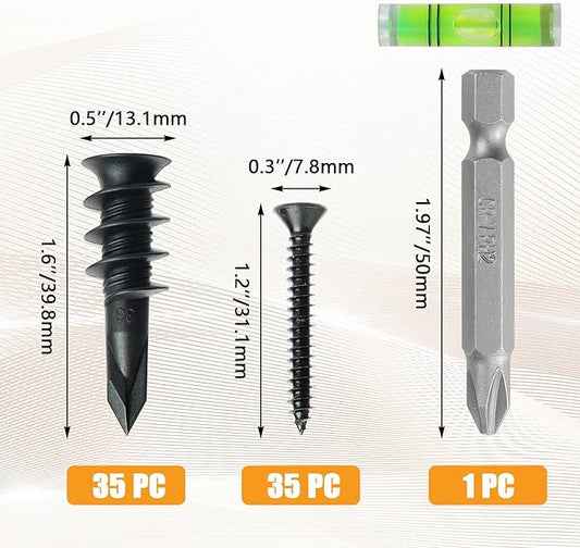 KURUI Heavy Duty Drywall Anchors with Screws, 70 PCS Black Self Drilling Wall Anchors for Sheetrock & Hollow Dry Wall, Holds Up to 75 lbs for Home Improvement Projects, Shelves, Mirrors & Home Decor