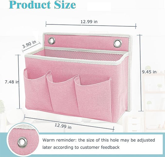 2-Pack Wall Hanging Organizer Bag/Hanging Baskets with Large Mesh Compartment & 3 Pockets,Over the Door Hanging Organizer Space Saving Storage for Bedroom,RV Camper, Closet (Pink -2 Pack)
