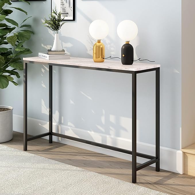 HOMERECOMMEND Console Table for Entryway Narrow Sofa Tables Entryway Table Rustic Narrow Entrance Console Tables Front Door Console Table Accent Table for Living Room Corridor Hallway White Oak