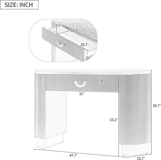 47.7" Modern Console Table with Vertical Ribbed Design,Compact Storage with Functional Drawer,Black