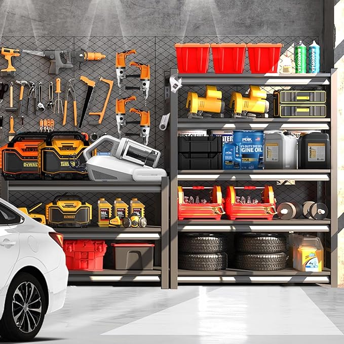 Garage Shelving, Heavy Duty 5-Tier Adjustable Storage Rack, Steel Shelving,3000 lbs Capacity, Industrial Shelves for Heavy Tools and Equipment (5-Tier 72" H x 36" W x 18" D)