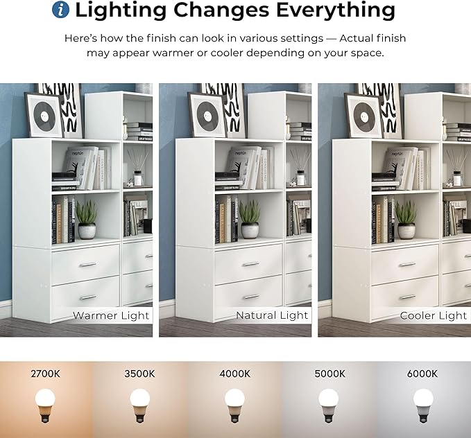 Homes: Inside + Out Apexa 4-Cube Storage Organizer Shelves, Stackable Wood Bookcase Fits Cubby Bins for Organization, Dorm Teen Room Decor & Home Office, White
