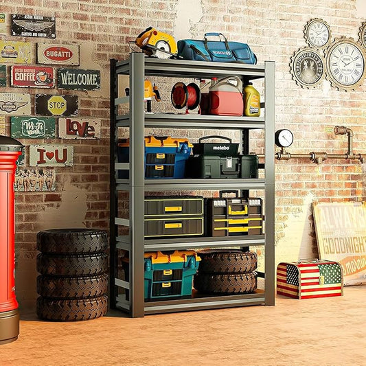 Garage Shelving Unit and Storage-Easy Assembly Metal Shelves 5-Tier Rack|Heavy-Duty Adjustable Shelf|Steel Shelves for Industrial,Warehouse,Basement (15.7" D x 32" W x 63" H)