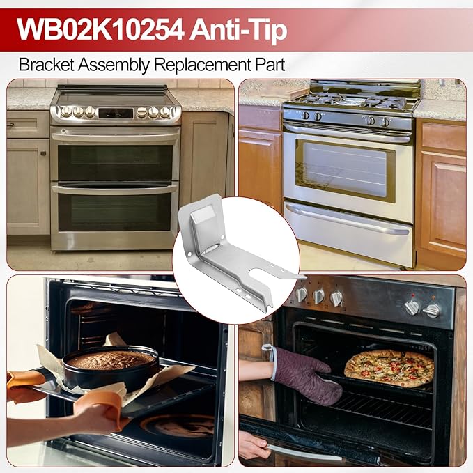 WB02K10254 Range Oven Anti-Tip Bracket for GE Stove/Ovens Range, Floor or Wall Mount Anti Tip Bracket WB02K10020, CGS975SED1SS C2S980SEM5SS JGB281SER6SS (2 Set)