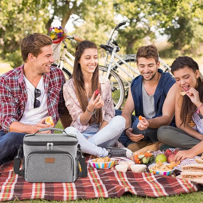 Lifewit Reusable Insulated Lunch Bag, Portable Cooler Freezable Soft Lunchbox Leakproof with Adjustable Shoulder Strap for Men Women Adult for Work Picnic or Travel, 15L 24 Can, Grey