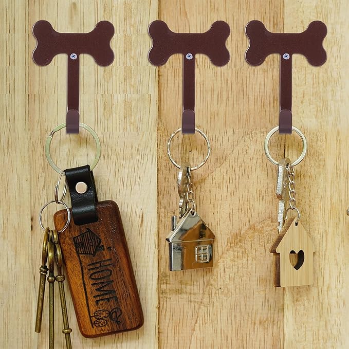 Hotop 8 Pieces Dog Bone Shaped Wall Hook Stainless Steel Leash Mounted Hanger Hooks with Nail for Coat, Key, Entryway, Hallway, Kitchen, Office Decoration(Bronze)