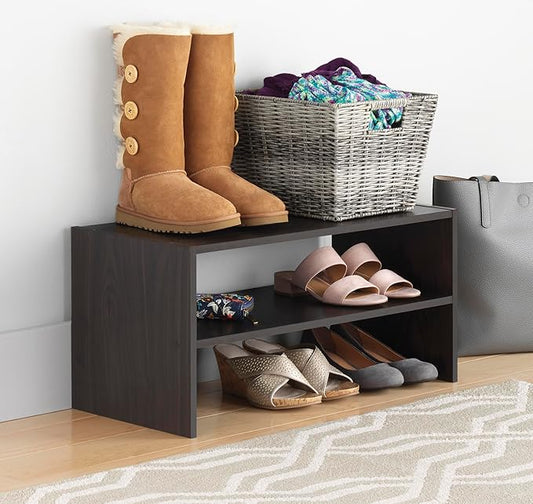 Whitmor Stackable 31" Extra Wide 2-Shelf Storage Organizer, Espresso,2 Pack