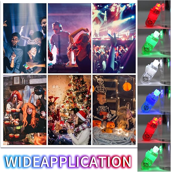 VETE 60Pcs LED Finger Lights Flashlights for Kids Glow Party Favors Birthday Christmas Halloween Supplies