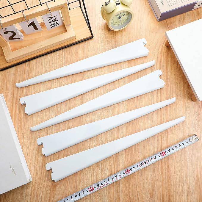 20 Pcs Adjustable Shelf Brackets for Double Track System Closet Organization Heavy Duty Wire Shelf Brackets(White,14.5 Inch)
