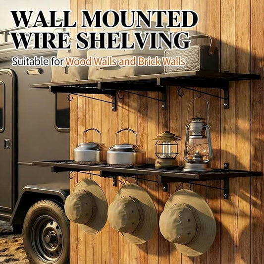 Garage Wall Shelving, 46" × 12" Wall Mounted Floating Shelf, Heavy Duty Shelves 190 LBS Load Capacity, Black Storage Rack for Shop, Shed, Closet, Basement, Laundry Room