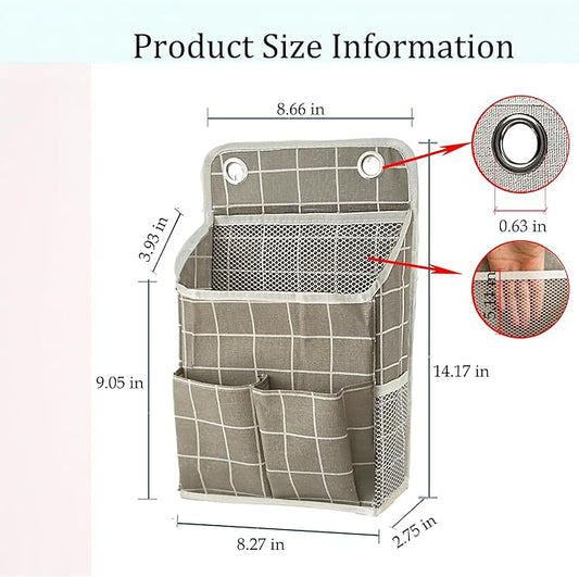 Hanging Basket for Organizing, Wall Organizer with Pockets and Over The Door Organizer,Can for Home, Closet, Office and Camper (Grey Grid2)