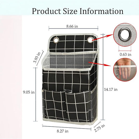 Hanging Basket for Organizing, Wall Organizer with Pockets and Over The Door Organizer,Can for Home, Closet, Office and Camper (Black Grid2)