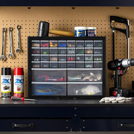 IRIS USA Screw Tool Organizer Small Parts Cabinet Chest, 36-Drawer Hardware Electronics Nuts Bolts Storage Drawers Organization Toolbox Garage Craft Business Teacher Beads Scrapbook Art Hobby - Black