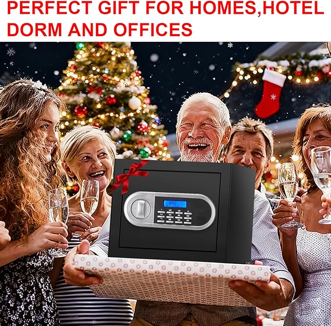 1.3 Cuft Small Home Safes Water and Fireproof, Anti-theft Safes for Home Use Fire and Water Proof with Combination Lock, Smart Alert System and Removable Shelf, Digital Document Safe for Jewelry Money