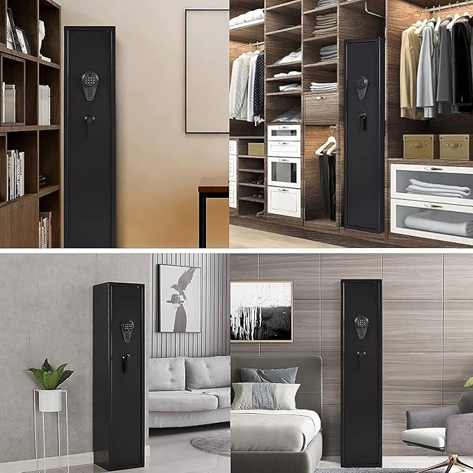 KAER Rifle Safe Gun Safe, Gun Safes for Rifles and Shotguns,Electronic Biometric Gun Safes, with Digital Keypad/Lock/Removable Shelf for 4-5 Gun Safes for Home Rifles and Pistols,11.8" x11" x 54.3"