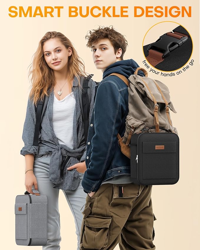 HOTOR Lunch Bag for Men & Women - Large Capacity Insulated Lunch Bag with Mutiple Pockets, Wear-Resistant Cooler Lunch Box for Office, Picnic, Black, 7L, 9.06" x 4.33" x 10.63"