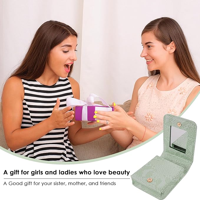 Lipstick Holder, Lipstick Case with Mirror, Mini Portable Makeup Holder for Women Girls, for Outside Mini bag Travel Cosmetic Pouch (1Pcs) (Green)