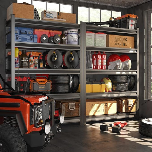 78''H Garage Shelf,5-Tier Metal Shelving Unit ,Metal Garage Shelf Heavy Duty,3000 lbs Capacity,Adjustable Industrial Shelving, Steel Storage Rack,for Basement,Warehouse,Black,18"D x 47.2"W x 78"H