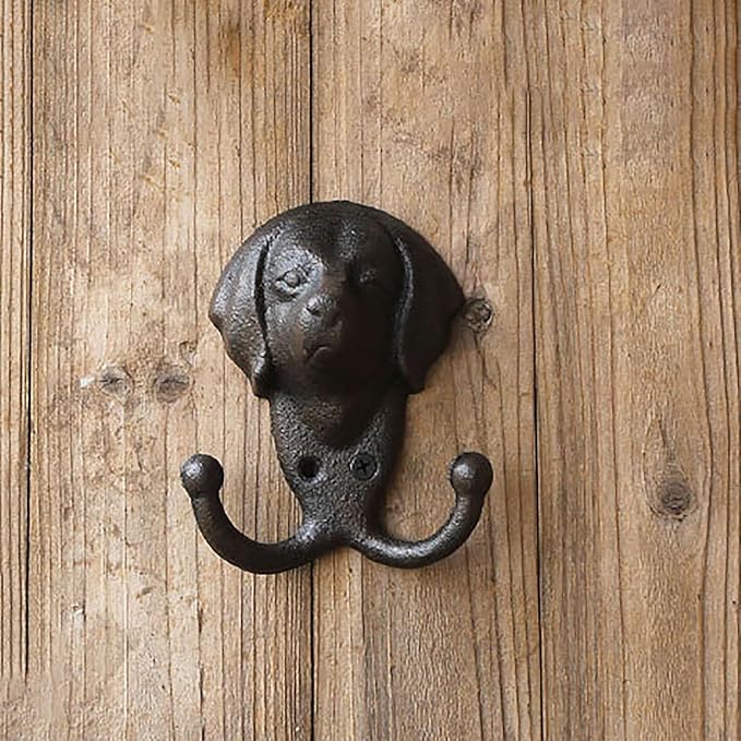 1 Pack Dog Leash Holder for Wall, Dog Coat Hooks, Animal Head Hooks(Dog's Head)