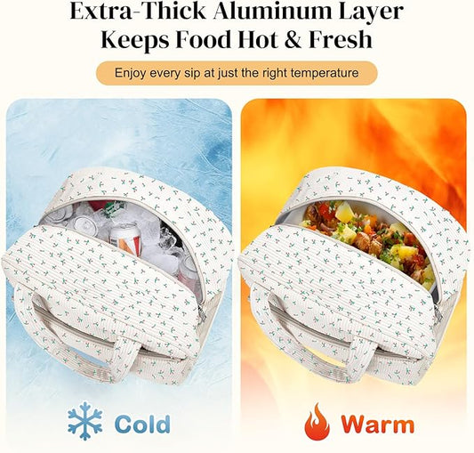Coobiiya Lunch Bag Lunch Box for Women Men,12L Reusable Cute Corduroy Lunchbag Large Capacity- Leakproof, Insulated LunchBox Tote