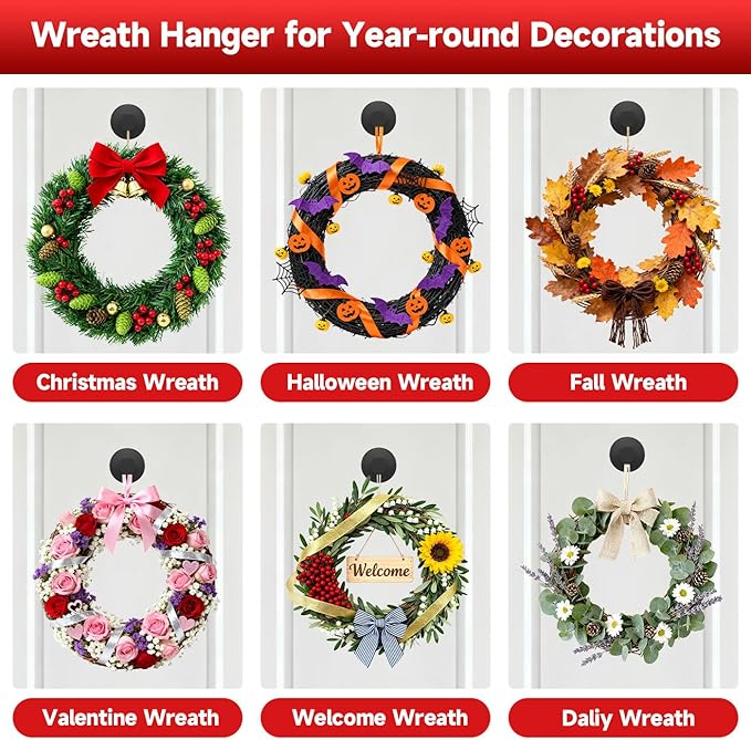 Suction Cup Hooks for Shower, Bathroom,Glass Windows,Tile – Towel, Loofah, No-Drill Wreath Hanger for Front Door Waterproof Hook Hold,Black 4packs