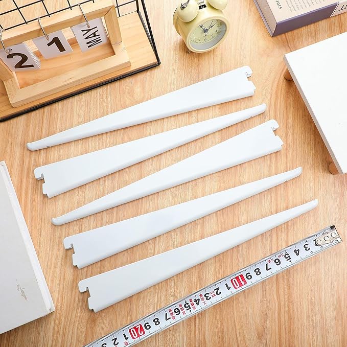 20 Pcs Adjustable Shelf Brackets for Double Track System Closet Organization Heavy Duty Wire Shelf Brackets (White,9 Inch)