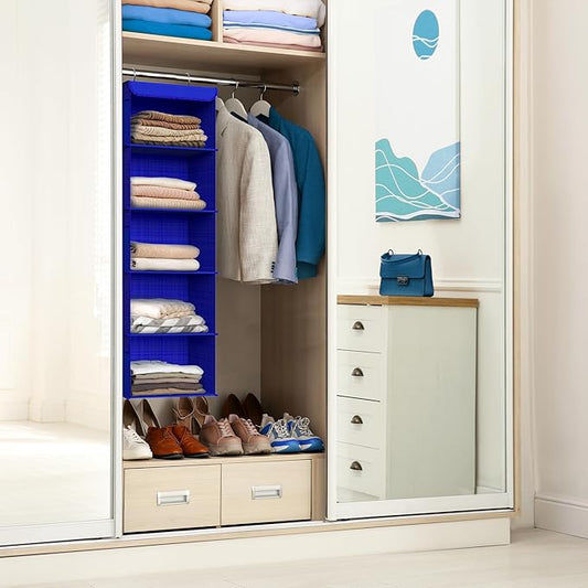Simple Houseware 5 Shelf Hanging Closet Organizer, Dark Blue