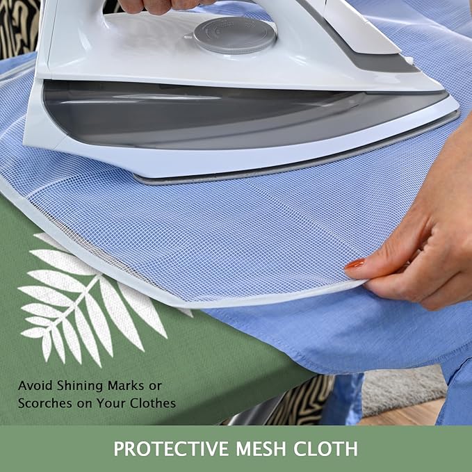 SheeChung Ironing Board Cover and Pad 18“x49”,Thick Scorch Resistant Padding,Heavy Duty Ironing Cover Fits Extra Wide Boards,Elastic Edge & Adjustable Fastener,Silicone Coating