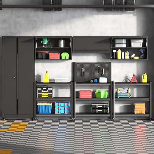 Metal Garage Wall Cabinet,Float Tool Cabinets with Up-Flip Door,Wall Mounted Metal Steel Cabinet for Garage/Home Office/RV/Ware House(Black/13.8" H)