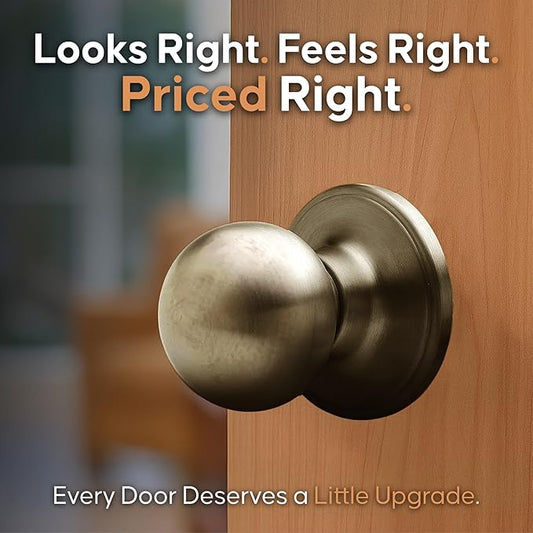 Copper Creek BK2090AB Ball Door Knob, Dummy Function, 1 Pack, in Antique Brass
