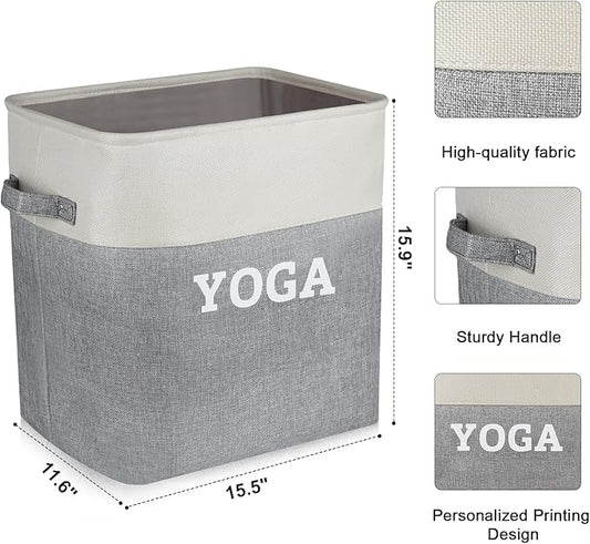 Lukeline Yoga Mat Holder Storage Basket, Home Gym Storage Organizer Yoga Exercise Equipment Storage, Yoga Basket Foam Roller Workout Equipment Storage for Home Exercise and Fitness Gear