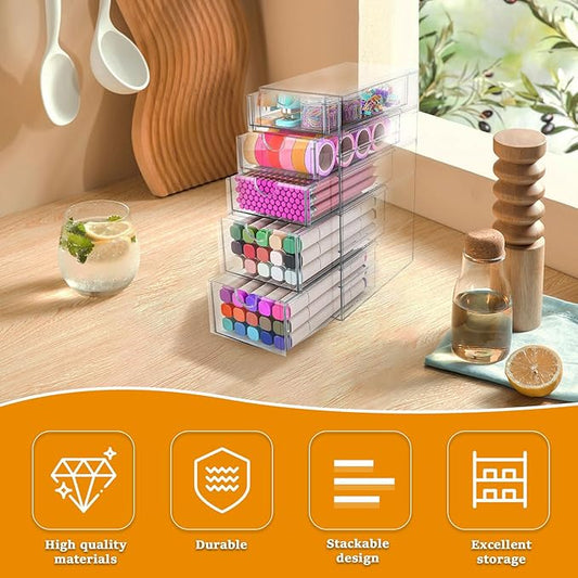 Makeup Organizer, Desk Organizer, Drawer Organizer Makeup Hair Accessories Organizer with 5/6 Sliding Drawers Large Capacity Drawer Storage for Cosmetic Jewelry Pen Stationary (5 layers)