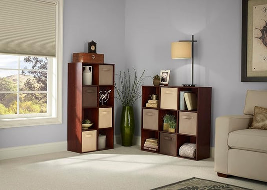 ClosetMaid Cubeicals 8 Cube Storage Shelf Organizer Bookshelf, Stackable, Vertical or Horizontal, Easy Assembly, Wood, Dark Cherry Finish