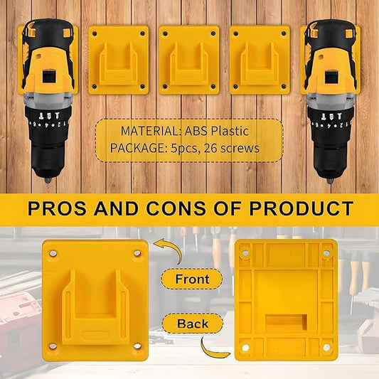 10pc Tool Holders and Battery Holder for Dewalt 20V 60V Wall Mount Hanger Battery Drill Tool Storage Shelf with Screws